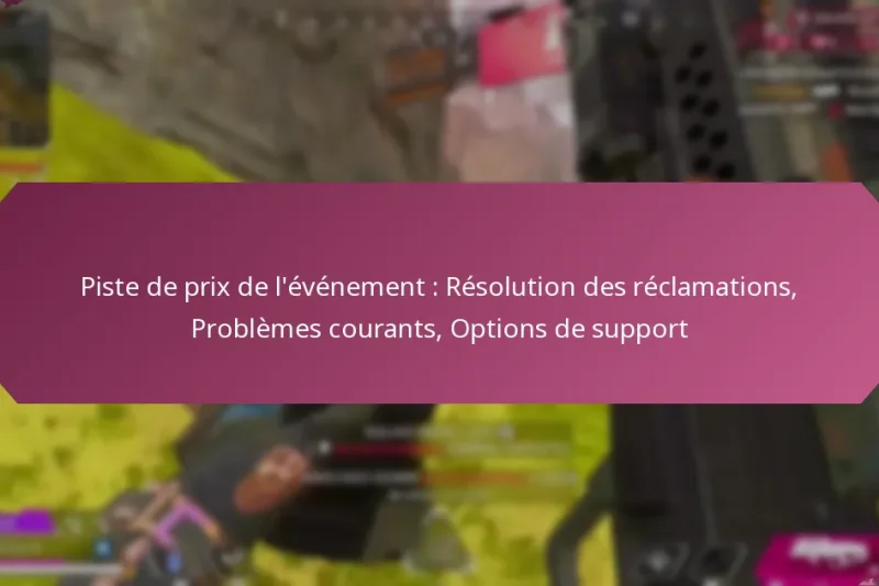 Piste de prix de l’événement : Résolution des réclamations, Problèmes courants, Options de support