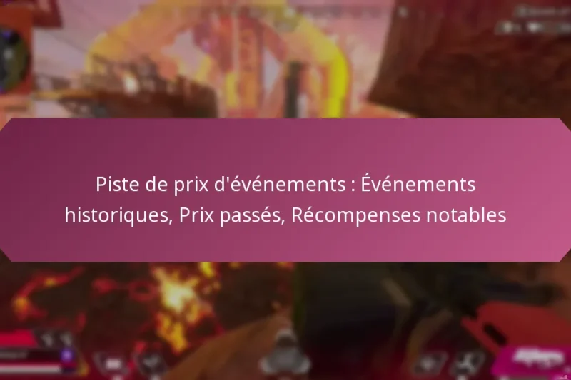 Piste de prix d’événements : Événements historiques, Prix passés, Récompenses notables